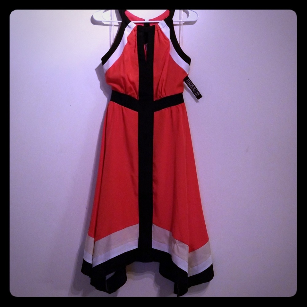 SOLD! Asymmetrical hem flowy halter dress NWT